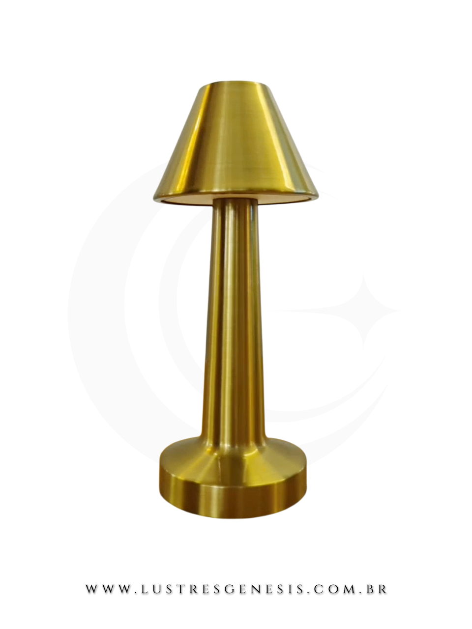 Luminária de mesa abajur Tragus dourado, ideal para leitura, quartos, escritórios e escrivaninhas, com design moderno e acabamento metálico.